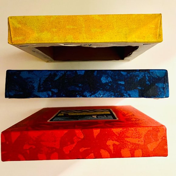 3PC SEALIFE/BEACH HANDFRAMED PAINTED CANVASES BY ARTIST SICCURO NO DATE 3 COLORS - Picture 3 of 5